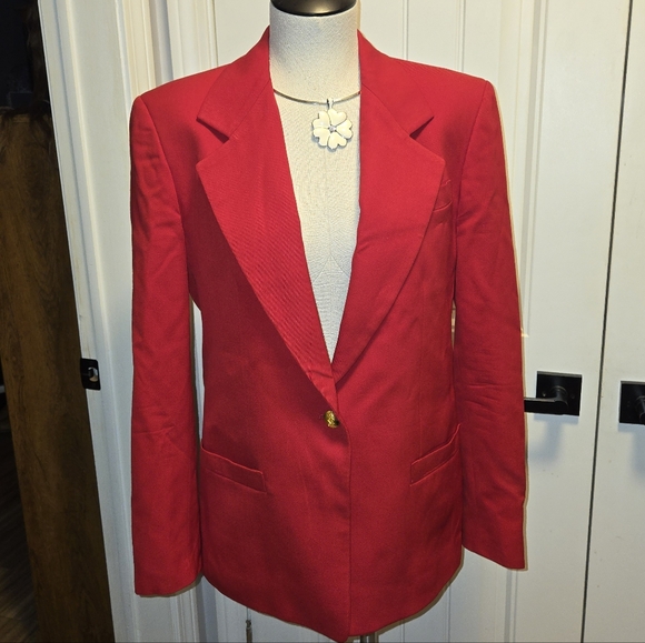 Austin Reed Luxury Worsted Wool Single Button Red Blazer Ladies Size 6